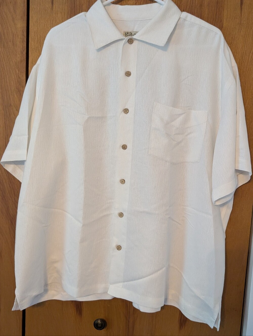 Batik Bay Men's White Short-Sleeve Button-Up Shirt Size XL